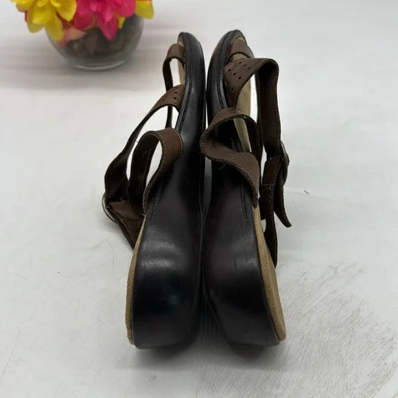 Clarks Bendables Brown Leather Slip On Sandles with Buckle Size 9 MCS5405G - Picture 4 of 7
